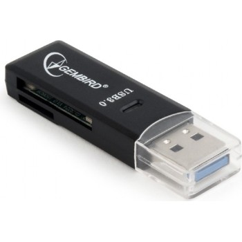 CARD READER extern GEMBIRD, interfata USB 3.0, citeste/scrie: SD, micro SD; plastic, black 