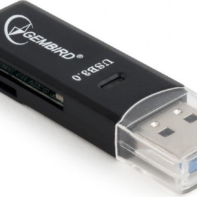 CARD READER extern GEMBIRD, interfata USB 3.0, citeste/scrie: SD, micro SD; plastic, black 