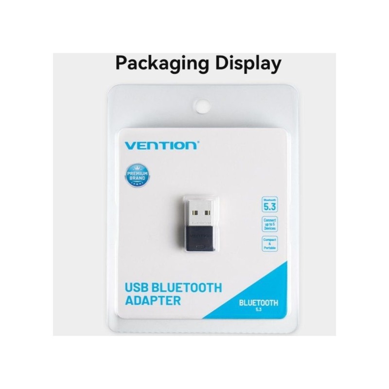 Adaptor Bluetooth Vention, conectare prin USB 2.0, distanta 20 m (pana la), Bluetooth 5.3, antena interna, negru, 