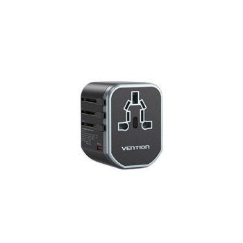 Adaptor universal de calatorie retea Vention, 20W, PD 20W, QC 18W, negru, 
