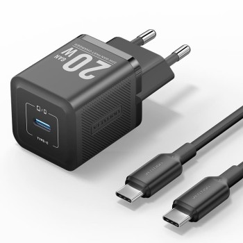 Alimentator retea Vention, 20W, PD 20W, 1 x USB-C, Cablu USB-C 1m inclus, negru, 
