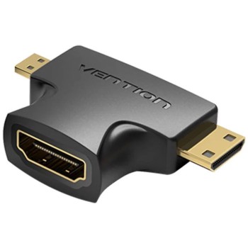 Adaptor video Vention, HDMI(M) la miniHDMI (T) si microHDMI (T) - bidirectional, rezolutie 1080p la 60Hz, PVC, negru, 