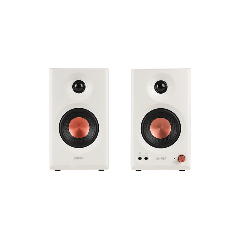 BOXE EDIFIER 2.0, RMS:  36W (2 x 18W), studio monitor, volum, bass, treble, intrare jack 6.35 TRS balanced, RCA, iesire casti, white, 