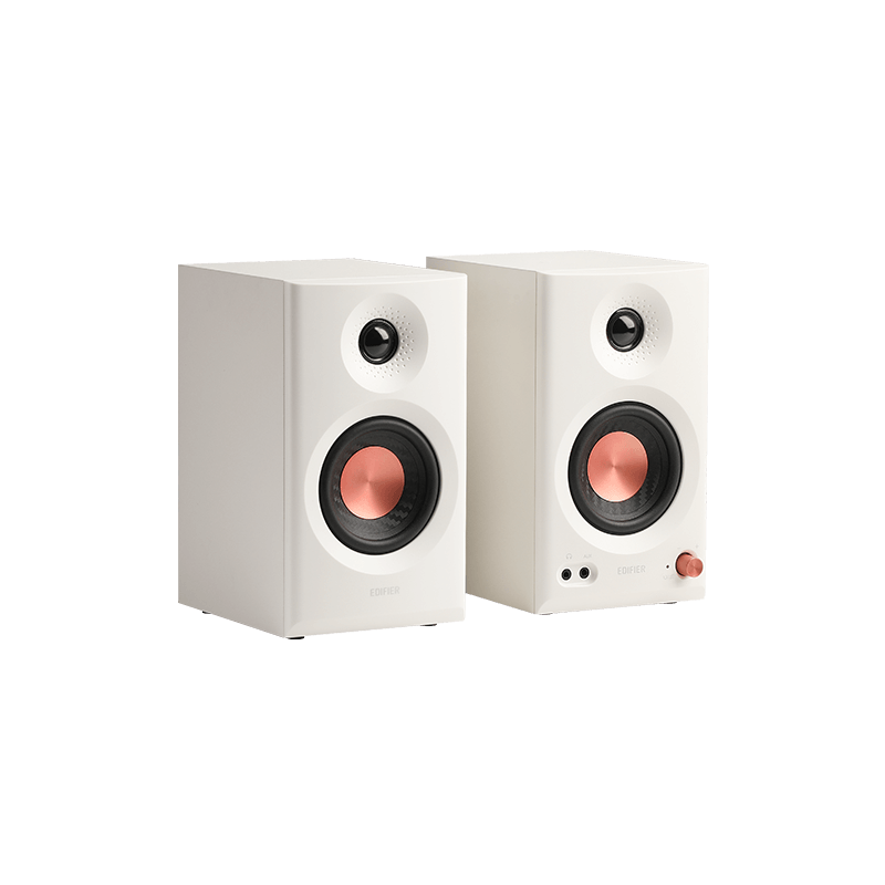 BOXE EDIFIER 2.0, RMS:  36W (2 x 18W), studio monitor, volum, bass, treble, intrare jack 6.35 TRS balanced, RCA, iesire casti, white, 