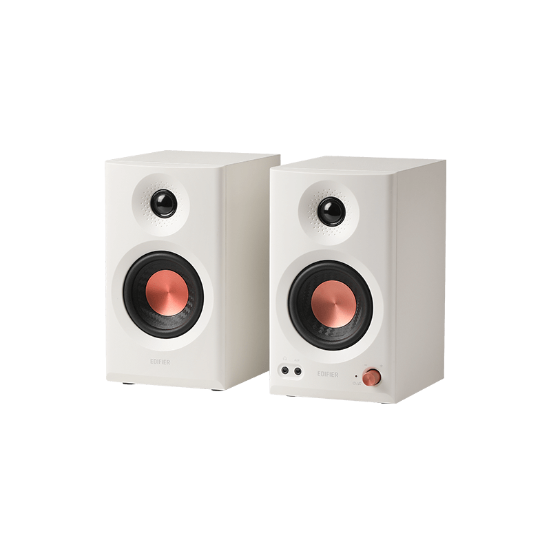 BOXE EDIFIER 2.0, RMS:  36W (2 x 18W), studio monitor, volum, bass, treble, intrare jack 6.35 TRS balanced, RCA, iesire casti, white, 