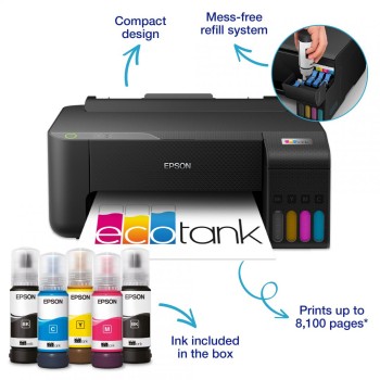 Imprimanta Inkjet CISS Color Epson L1230, A4, Functii: Imprimare., Viteza de Printare Monocrom: 33ppm, Viteza de printare color: 15ppm, Conectivitate:USB, Duplex:Nu, ADF:Nu, (incl.TV 11lei) 