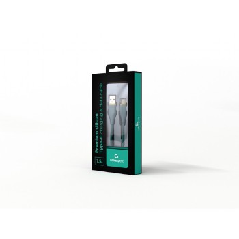 CABLU alimentare si date GEMBIRD, pt. smartphone, USB 2.0 (T) la USB 2.0 Type-C (T), 1.5m, protectie silicon, verde, 