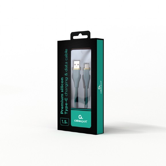 CABLU alimentare si date GEMBIRD, pt. smartphone, USB 2.0 (T) la USB 2.0 Type-C (T), 1.5m, protectie silicon, verde, 