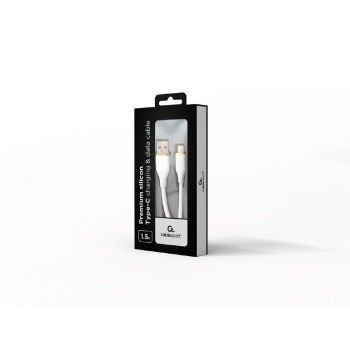 CABLU alimentare si date GEMBIRD, pt. smartphone, USB 2.0 (T) la USB 2.0 Type-C (T), 1.5m, protectie silicon, alb, 