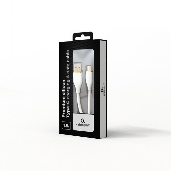CABLU alimentare si date GEMBIRD, pt. smartphone, USB 2.0 (T) la USB 2.0 Type-C (T), 1.5m, protectie silicon, alb, 