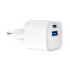 ALIMENTATOR retea 220V GEMBIRD, universal, 1 x USB Type-C D 20W, 1 x USB-A 3.0  QC 20W, alb, 