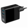 ALIMENTATOR retea 220V GEMBIRD, universal, 1 x USB Type-C D 30W, 2 x USB-A 3.0  QC 18W, LCD display, tehnologie GaN, negru, 