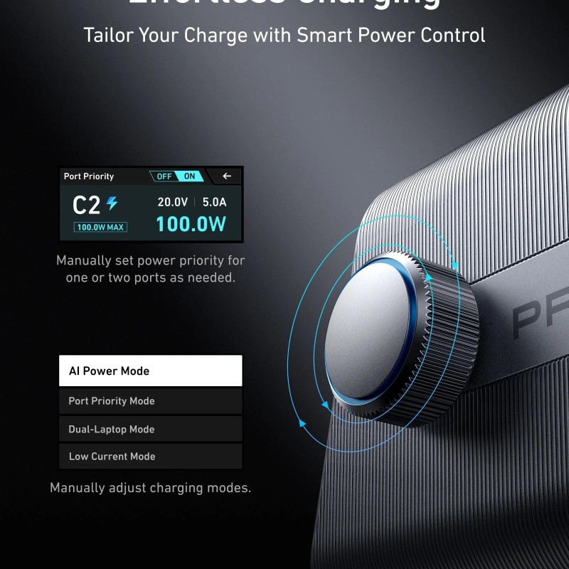 Alimentator retea Anker, Prime, 250W, PowerIQ 4.0, 4 x USB-C, 2 x USB-A, afisaj LCD 2.26 inch, argintiu, 