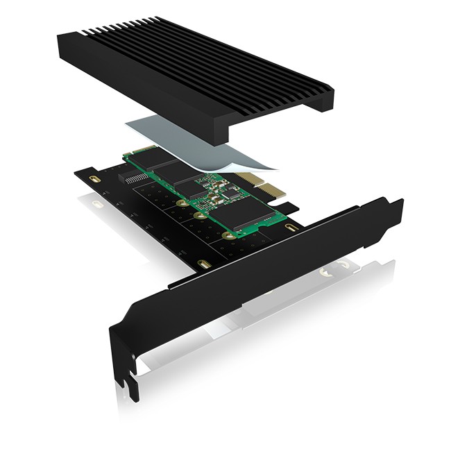ADAPTOR Icy Box fixare bracket, SSD M.2 NVMe PCIe la PCIe 4.0 x3, radiator, metal, negru, 