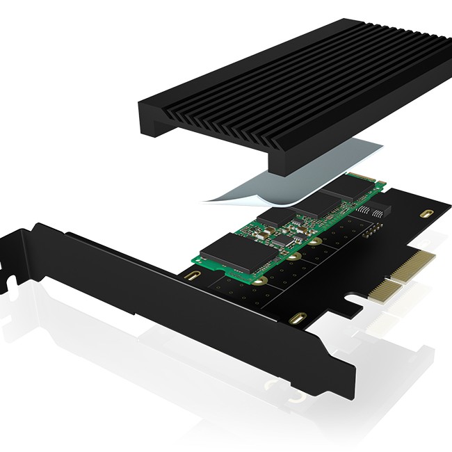 ADAPTOR Icy Box fixare bracket, SSD M.2 NVMe PCIe la PCIe 4.0 x3, radiator, metal, negru, 