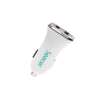 ALIMENTATOR auto SPACER QC si PD 38W total max, USB Quick Charge 18W; Power Delivery 20W, 38W total max., 1 x USB + 1 x USB Type-C, pt. bricheta auto, alb, 