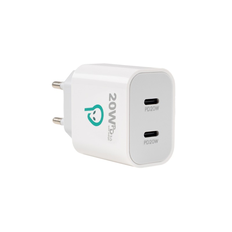 ALIMENTATOR retea SPACER Power Delivery, 2 x USB Type-C PD (max 20W) 