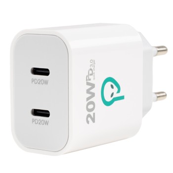 ALIMENTATOR retea SPACER Power Delivery, 2 x USB Type-C PD (max 20W) 