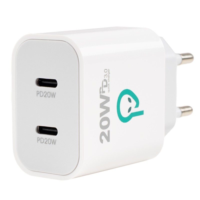 ALIMENTATOR retea SPACER Power Delivery, 2 x USB Type-C PD (max 20W) 