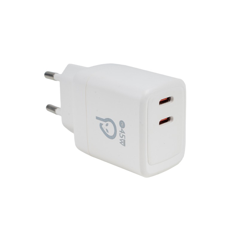 ALIMENTATOR retea SPACER Power Delivery, GaN, 2 x USB Type-C PD (max 45W) 