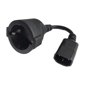 CABLU alimentare Spacer adaptor intrare C14 (tata) la iesire Schuko (mama), 10A,0.15m lungime, negru, 
