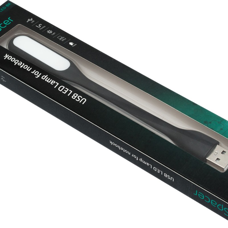 LAMPA LED USB pentru notebook, SPACER, black, 