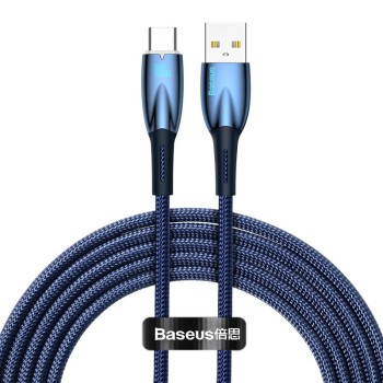 CABLU alimentare si date Baseus Glimmer, Fast Charging Data Cable pt. smartphone, USB la USB Type-C 100W, 2m, albastru 