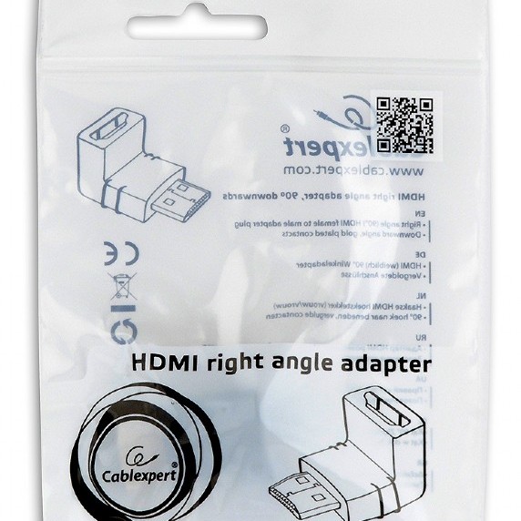 ADAPTOR video GEMBIRD, adaptor HDMI (T) la HDMI (M), 90 grade, negru, 