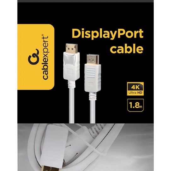 CABLU video GEMBIRD, DisplayPort (T) la DisplayPort (T), 1.8m, rezolutie maxima 4K (3840 x 2160) la 60 Hz,  alb, 