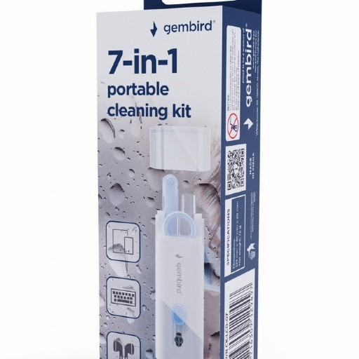 KIT curatare universal 7-in-1 GEMBIRD, 1 solutie curatare, pensula, servetel microfibra, extractor taste, burete, perie, instr. cu varf de silicon pt. curatare casti, 
