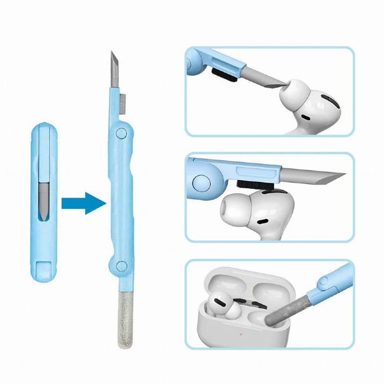KIT curatare universal 7-in-1 GEMBIRD, 1 solutie curatare, pensula, servetel microfibra, extractor taste, burete, perie, instr. cu varf de silicon pt. curatare casti, 