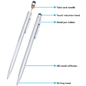 TOUCH PEN LOGILINK, pt. tablete si smartphone, varf cu cap de scriere, aluminiu, argintiu, 