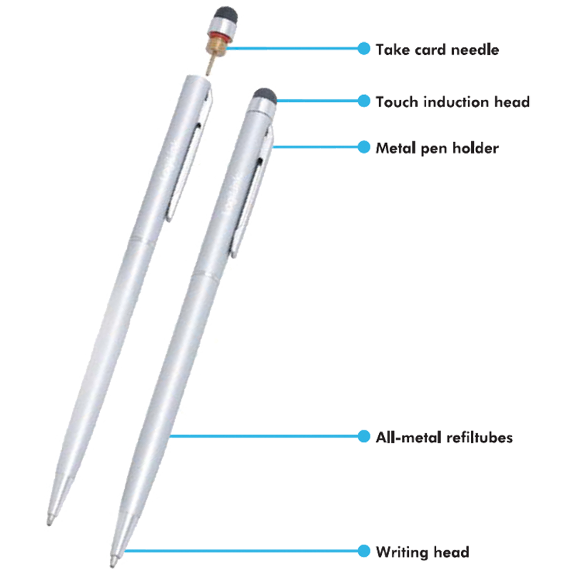 TOUCH PEN LOGILINK, pt. tablete si smartphone, varf cu cap de scriere, aluminiu, argintiu, 