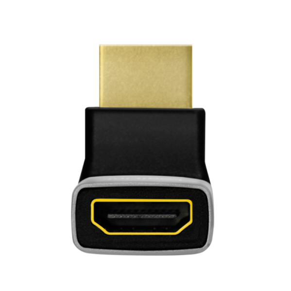 ADAPTOR video LOGILINK, HDMI (T) la HDMI (M), conectori auriti, rezolutie maxima 8K (7680 x 4320) la 60 Hz, 270 grade, negru-gri, 