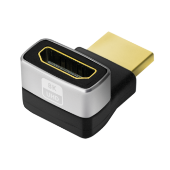 ADAPTOR video LOGILINK, HDMI (T) la HDMI (M), conectori auriti, rezolutie maxima 8K (7680 x 4320) la 60 Hz, 270 grade, negru-gri, 