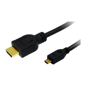 CABLU video LOGILINK, micro(D) HDMI (T) la HDMI (T) 1.4, 1.5m, conectori auriti, rezolutie maxima 4K (3840 x 2160) la 30 Hz, plastic, dublu ecranaj, negru, 