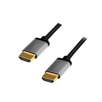 CABLU video LOGILINK, HDMI (T) la HDMI (T) 2.0, 1m, conectori auriti, rezolutie maxima 4K (3840 x 2160) la 60 Hz, aluminiu, triplu ecranaj, negru-gri, 
