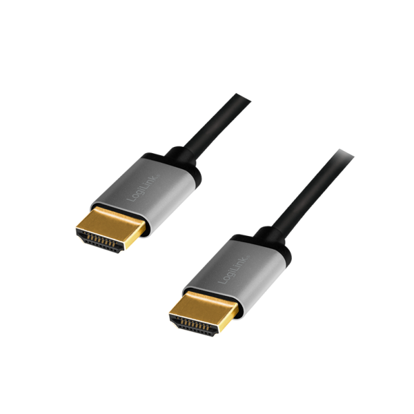 CABLU video LOGILINK, HDMI (T) la HDMI (T) 2.0, 1m, conectori auriti, rezolutie maxima 4K (3840 x 2160) la 60 Hz, aluminiu, triplu ecranaj, negru-gri, 