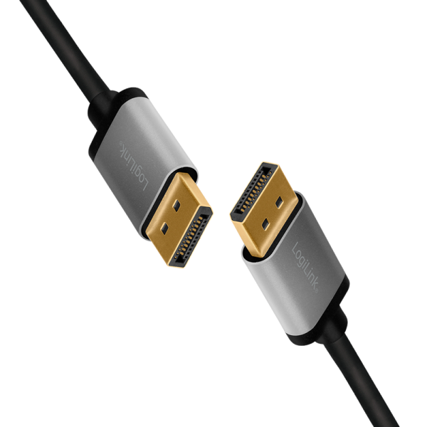 CABLU video LOGILINK, DisplayPort (T) la DisplayPort (T) 1.2, 3m, conectori auriti, rezolutie maxima 4K (3840 x 2160) la 60 Hz, aluminiu, triplu ecranaj, negru-gri, 