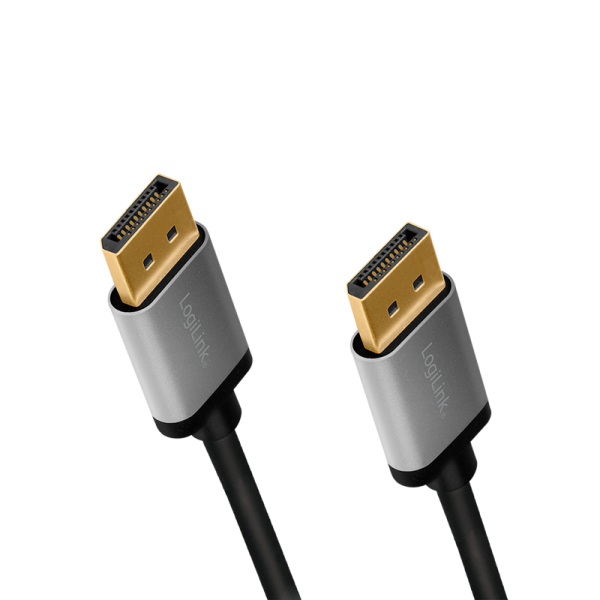 CABLU video LOGILINK, DisplayPort (T) la DisplayPort (T) 1.2, 3m, conectori auriti, rezolutie maxima 4K (3840 x 2160) la 60 Hz, aluminiu, triplu ecranaj, negru-gri, 