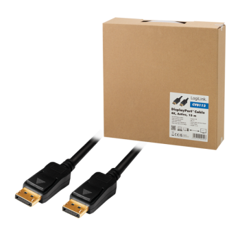 CABLU video LOGILINK, DisplayPort (T) la DisplayPort (T) 1.2, 15m, amplificare, conectori auriti, rezolutie maxima 4K (3840 x 2400) la 60 Hz, plastic, triplu ecranaj, negru, 