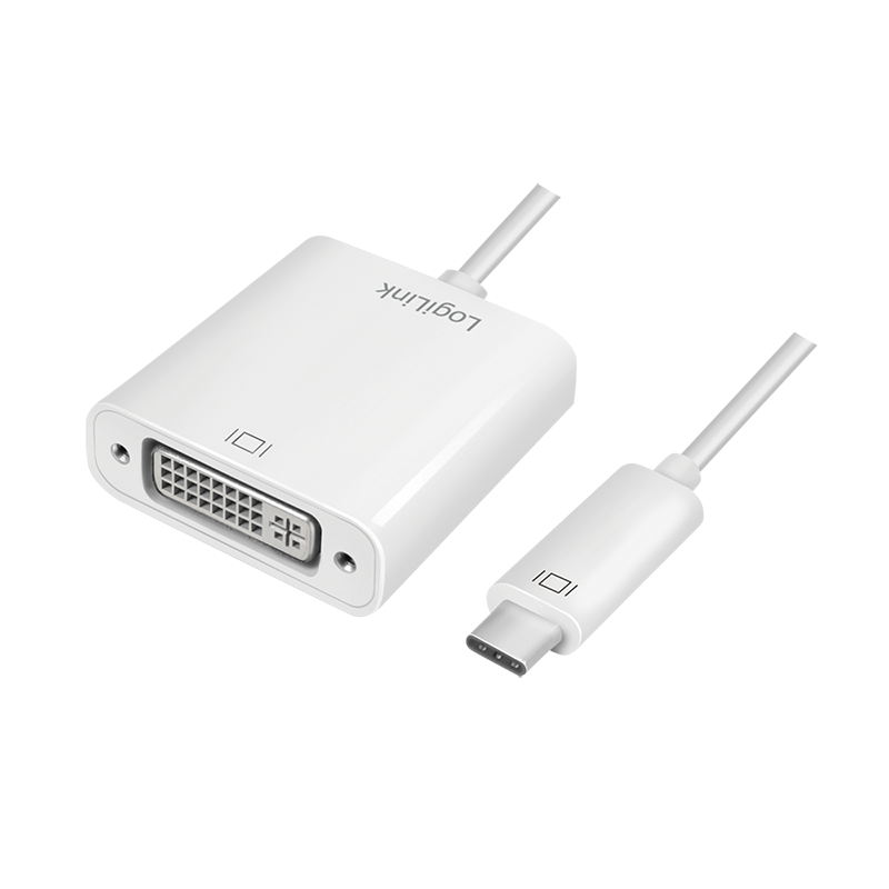 ADAPTOR video LOGILINK, adaptor USB-C (T) la DVI-I DL (M) 24+5pin, 0.15m, conectori nichelati, rezolutie maxima Full HD (1920 x 1200), plastic, dublu ecranaj, alb, 