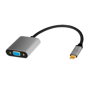 ADAPTOR video LOGILINK, adaptor USB-C (T) la VGA (M), 0.15m, conectori auriti, rezolutie maxima Full HD (2048 x 1536), aluminiu, dublu ecranaj, negru-gri, 