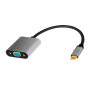 ADAPTOR video LOGILINK, adaptor USB-C (T) la VGA (M), 0.15m, conectori auriti, rezolutie maxima Full HD (2048 x 1536), aluminiu, dublu ecranaj, negru-gri, 