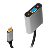 ADAPTOR video LOGILINK, adaptor USB-C (T) la VGA (M), 0.15m, conectori auriti, rezolutie maxima Full HD (2048 x 1536), aluminiu, dublu ecranaj, negru-gri, 