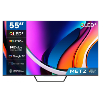 Televizor METZ QLED 55MQE7600Y, 139 cm, Smart Google TV, 4K Ultra HD, Clasa F 