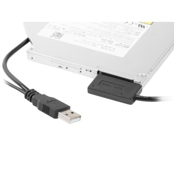 CABLU USB GEMBIRD adaptor, USB 2.0 (T) la slim S-ATA (T), 50cm, pt. SSD, DVD, cu USB suplimentar pt. extra power, negru, 