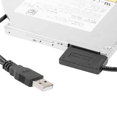 CABLU USB GEMBIRD adaptor, USB 2.0 (T) la slim S-ATA (T), 50cm, pt. SSD, DVD, cu USB suplimentar pt. extra power, negru, 