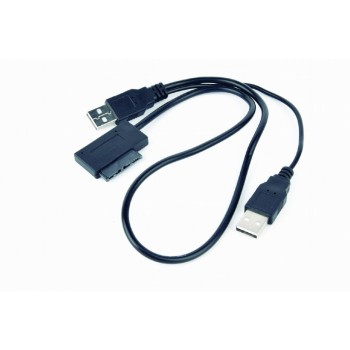 CABLU USB GEMBIRD adaptor, USB 2.0 (T) la slim S-ATA (T), 50cm, pt. SSD, DVD, cu USB suplimentar pt. extra power, negru, 