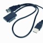 CABLU USB GEMBIRD adaptor, USB 2.0 (T) la slim S-ATA (T), 50cm, pt. SSD, DVD, cu USB suplimentar pt. extra power, negru, 